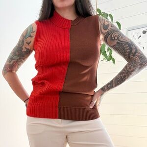Marina moscone wool-silk blend patchwork sleeveless sweater